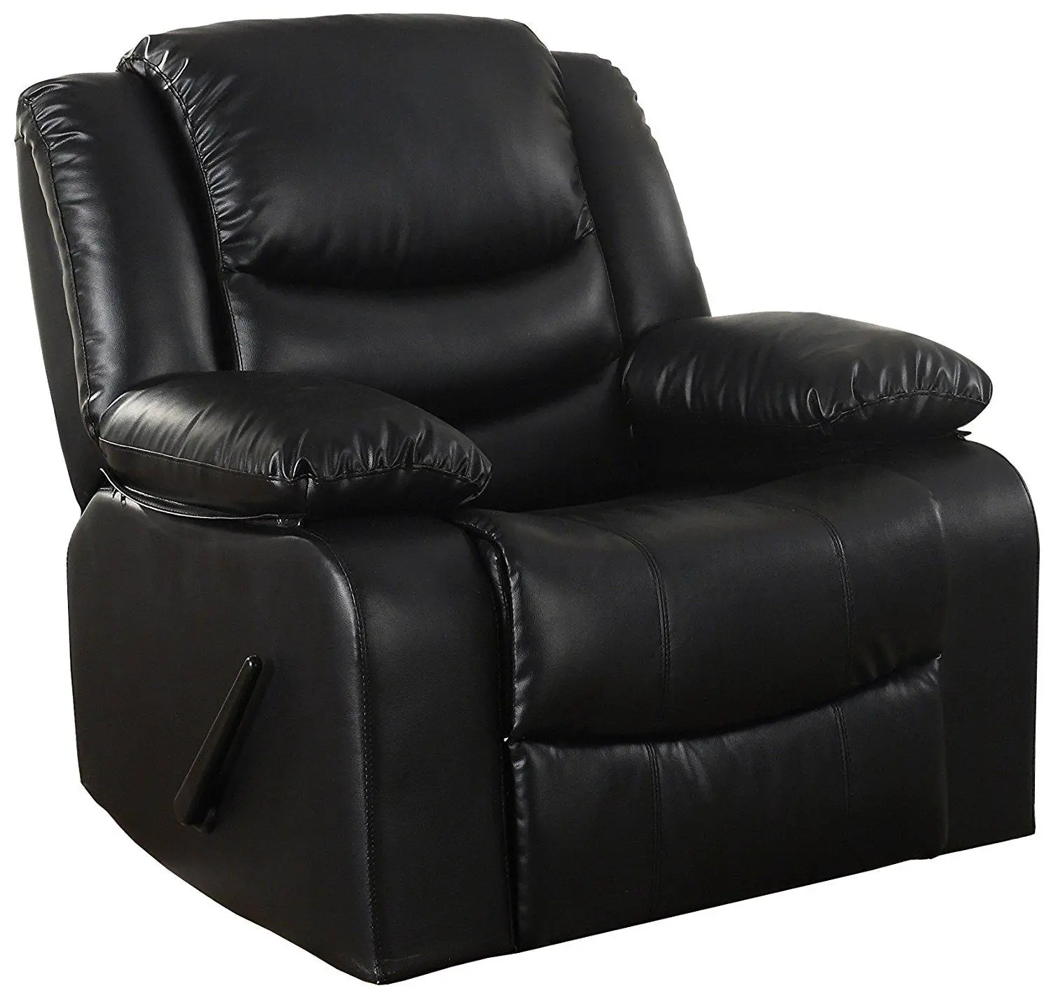 Single Seat Sofa Home Theater Seating Chair with Storage Bag Overstuffed Arms and Back Gray CANMOV Manual Leather Recliner Chair