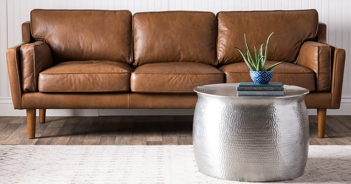clean leather sofa with steam
